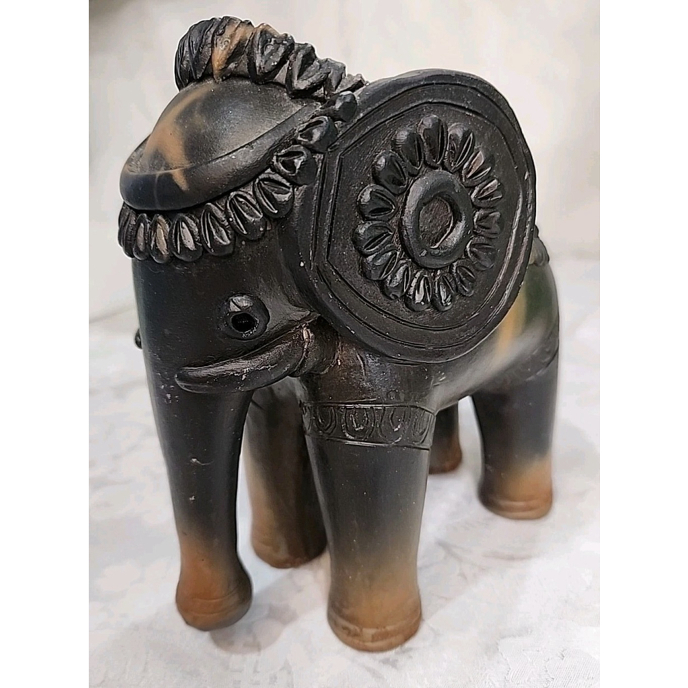 Terracotta Elephant Figure Signed Sailen Kumazo Paul